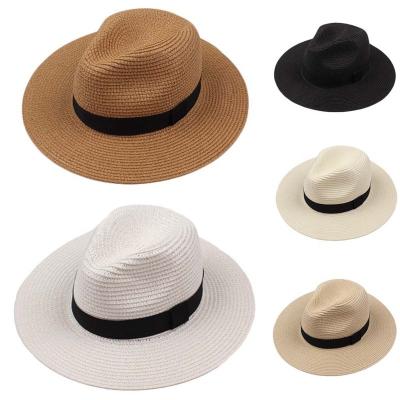 China Easy To Install And Remove Breathable Sun Straw Braid Floppy Fedora Beach Panama Hat Straw Hats Women Men Summer Outdoor Unisex Spring for sale