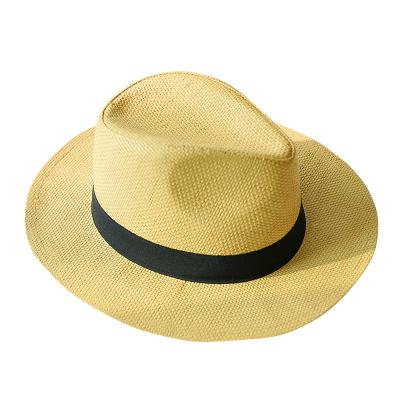 China Easy To Install And Remove Straw Panama Hat 2022 For Women Men Beach Fedora Cap Wide Brim Summer Sun Hats Straw Floppy Hat for sale