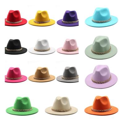 China Easy to Install and Remove to Shape American Style Rap Fedora Hats Party Music Festival Solid Color Fedora Hats for sale