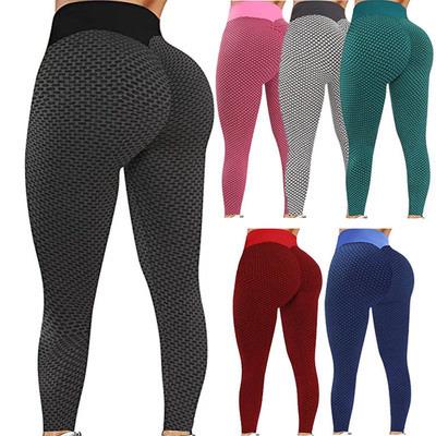 China 2021 Breathable Popular Wholesale Sexy Tiktok Women Solid Butt Lifting Up High Waist Workout Gym Fitness Yoga Pants Tik Tok Gaiters for sale