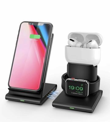 China Smart Watch Fast Wireless Charging for iPhone pro for Apple watch airpods pro wireless charging stand 3 in 1 wireless charger for sale