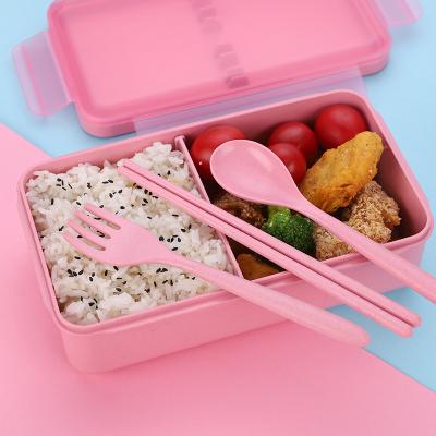 China Freshness Storage Food Containers Kids Adults Leak Proof Wheat Straw Partition Stack Boxes Insulated Bags Bento Lunch Box for sale