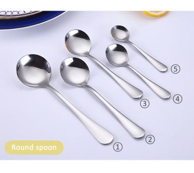 China Sustainable Hotel And Cafe For Round Flatware Set Stainless Steel Spoon Fork Set Big Small for sale