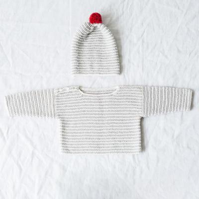 China Breathable Baby Knit Sweaters Set Manufacturer 100%Cotton Boxy Fit Chunky Sweater Jumpers Pullovers Pom Beanies 2 Piece Loungewear Toddlers for sale