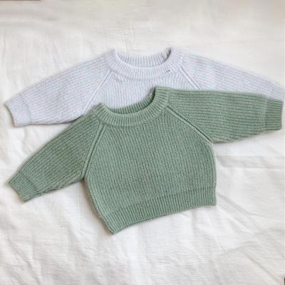 China Oversized Rainbow Unisex Breathable Chunky Knit Jumpers Toddlers Comfortable Crewneck Sweatshirts Pullover 100%Cotton Kids Sweater Manufacturer for sale