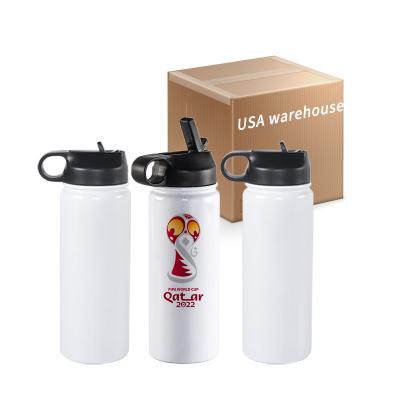 China Sustainable USA Warehouse Printed Vacuum Travel Vacuum Stainless Steel Cup Water Bottle Tumbler With Straw Bulk for sale