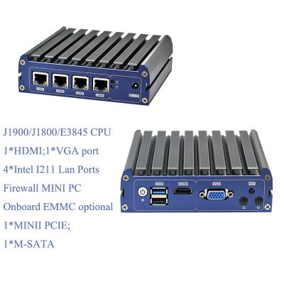 China 4* Ports I211 Industrial Fanless Industrial PC Processor 4 Ethernet LAN Thin Client PC Mini J1900 pfsense and AES-NI Functions for sale