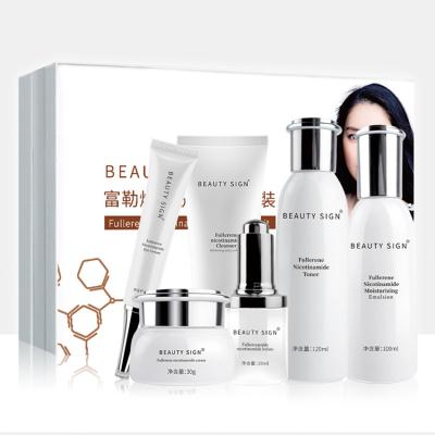 China Fullerene Nicotinamide Whitening Anti-Aging Kit Private Label Organic Skin Care Set Korean Deep Facial Set Anti Aging Moisturize for sale