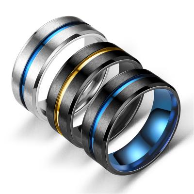 China Fashion cheap titanium punk colorful 316L stainless steel engagement simple black ring for men for sale