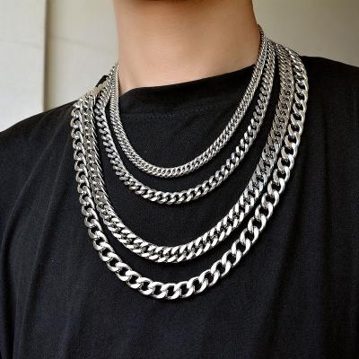 China FASHIONABLE Wholesale Hip Hop Cuban Link Men's Miami Stainless Steel Punk Custom Made Gold Plated Cuban Link Chain Necklace Chain for sale