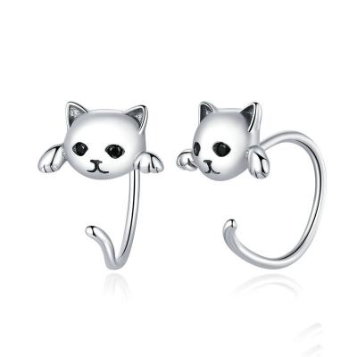 China TRENDY high quality 925 cat ear cuff earring 925 sterling silver silver plated simple fashion jewelry for women for sale