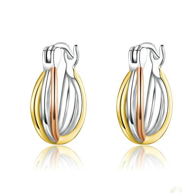 China Custom Minimalist TRENDY 925 Sterling Silver Hoop Earring Silver/Rose Gold/Gold Plated Huggie Earrings For Women for sale