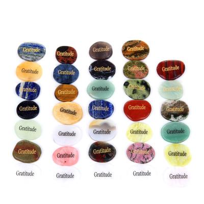 China Europe Wholesale Engrave Craft Inspired Stones Pocket Rock Crystal Healing Stone Natural Worry Stone Gemstone Quartz for sale