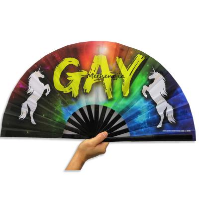 China Europe Make A Private Label Large Size Custom Kung Fu Fan 13 Inch Bamboo Open Folding Hand Fan For Disco for sale