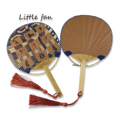 China Custom Made Africa Style Double Sided Print African Small Perfume Fan Circular Fan For Advertising for sale