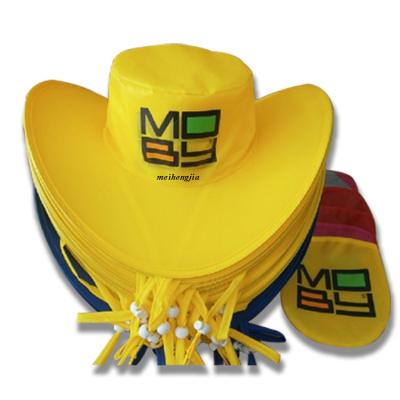 China breathable & Good Sale Collapsible Yellow Nylon Polyester Polyester Cowboy Hat for sale