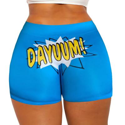 China QUICK DRY Women Print Sports Shorts Fitness Hip High Waist Lifting Pants Ladies Shorts Running Yoga Shorts for sale