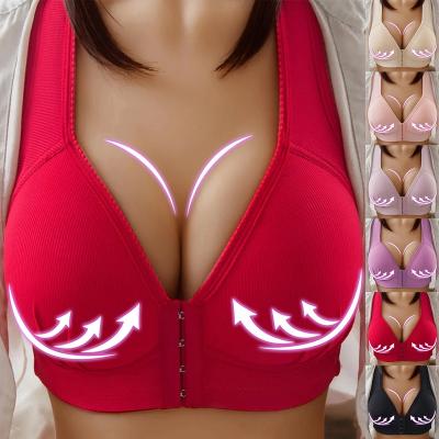 China Breathable No Wire Push Up Front Buckle Women's Bra Size 46 Plus Size Underwear 2021 Women's Bra Fat for sale