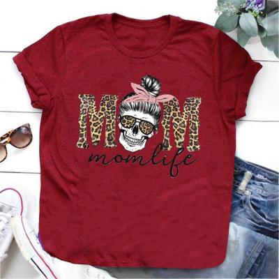 China Fashion Loose Women's T-shirt Ladies T-shirt O Neck Leopard Skull Print Viable Senior Women's T-shirt Short Tee Tops Clothes for sale