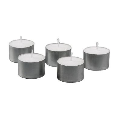 China 8 Hours Eco-friendly 23 g Small Tea Candle 50 Round Pressed Paraffin Wax Tea Lights Candle Smokeless Wholesale Per Pcs for sale