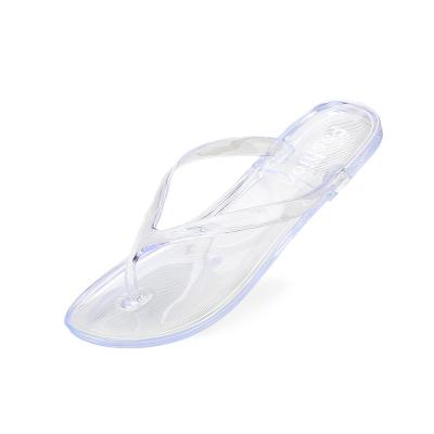 China Jelly Solid Color PVC Ladies Crystal Antiskid Slipper Flat Outdoor Transparent Women Jelly Beach Flip Flops for sale