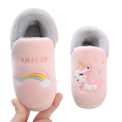 China Unicorn Autumn Winter Home Indoor Slippers Cartoon Cute Non-slip Kids Slippers Children Anti-Slippery Outdoor Slippers for sale