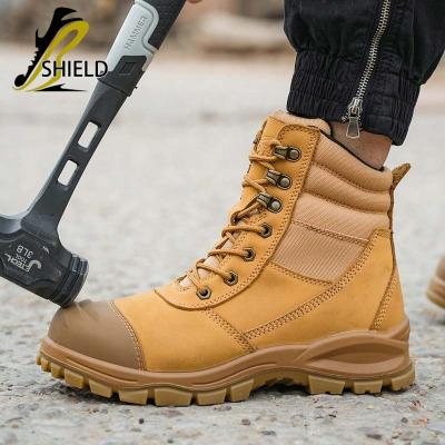 China Steel Toe SHIELD genuine leather anti-slip EVA Rubber cement safety boots Shoes with steel toe for sale