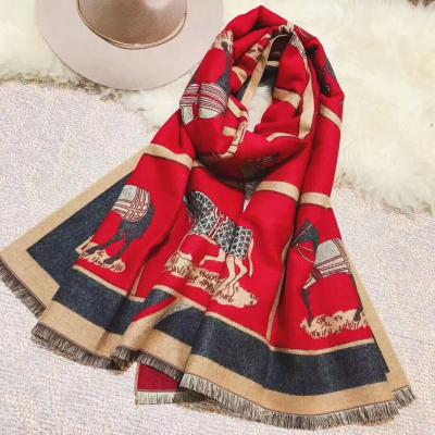 China Autumn And Winter Fringed Spring Jacquard Shawl Scarves Cotton Cashmere Luxury Women Geometry Long for sale