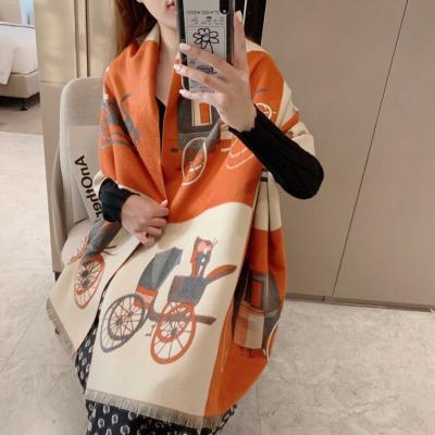 China 2020 Autumn And Winter New Double-Sided Cashmere Female Carriage Jacquard Shawl Imitation Geometry Thickened Long Warm Scarf for sale