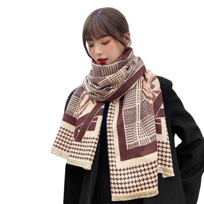 China European American wholesale jacquard scarf shawl cashmere scarf for women winter lattice and flower pashmina scarf for sale