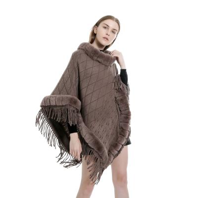 China European American Women's Faux Cashmere Imitated Coats Autumn Wool Cloak Cape Shawl Thick Collar Women's Fur for sale