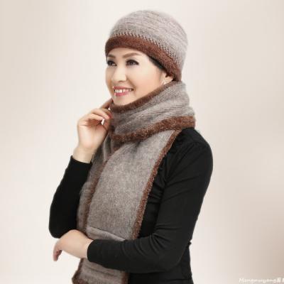 China 2020 High Quality New Design Hot Fashion The Rabbit Wool Knitted Beanie Hat Scarf Set for sale