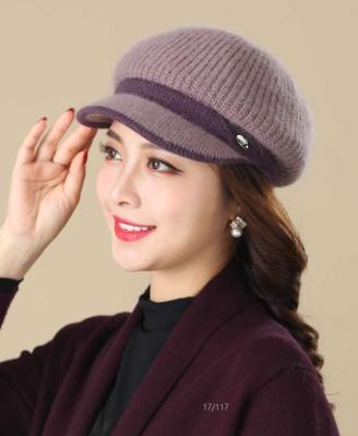 China COMMON Ladies Autumn And Winter Outdoor Fashion Warm And Inlaid Pearl Windproof Round Wool Rabbit Fur Hat for sale