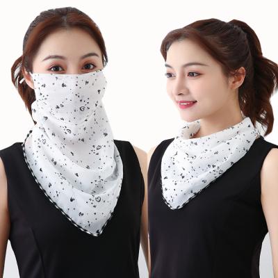 China Silk Scarf Short Ice Tube Face Mask Bandana Triangle Neck Cuff Cover With Ear Loops Headband Anti-UV Breathable Women for sale