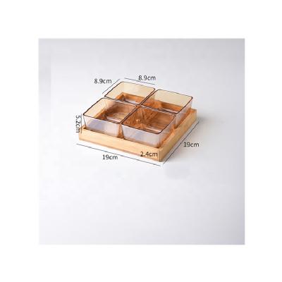 China China A Set 4 Pcs Eco - Friendly Ceramic Snack Dish With Bamboo Tray Wholesale for sale