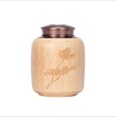 China Portable Bamboo Tea Canister Storage Canister China Wooden Chinese Style Bamboo Tea Canister Sealed Home for sale