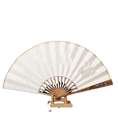 China China Retro Mini Rice Paper Fans Handmade Chinese Style Folding Empty Fan for sale