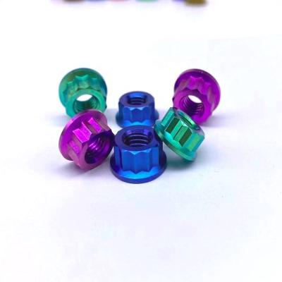 China Low Density Titanium m12 m14 m16x1.5 12 Point Nut Blue Black Rainbow Rainbow For Motorcycle for sale