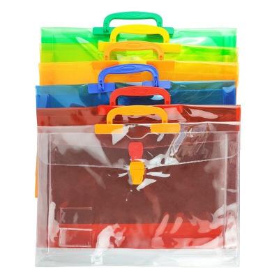 China Home Office School Transparent PVC Stationery Bags Paper Files Bag With Handle Folder Document Filter Frame Pouch Office School for sale