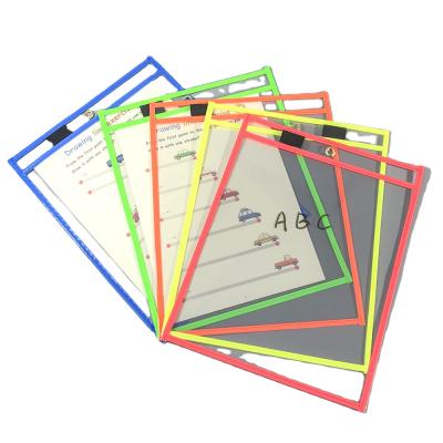 China Pro 6 Reusable Pocket Dry Erase Pouches Clear Plastic Reusable Quills Multicolor Sheets 10 x 13 Inch Teacher Supplies for Classroom for sale