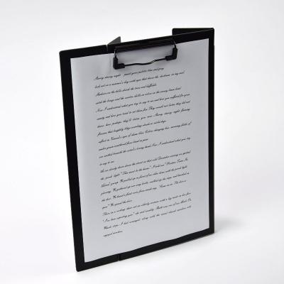 China Special Foldable Plastic Foldable Clipboard Triple-Folded Stand-Able Design With Clamp Mental Tight Files Document Report Paper Folder for sale