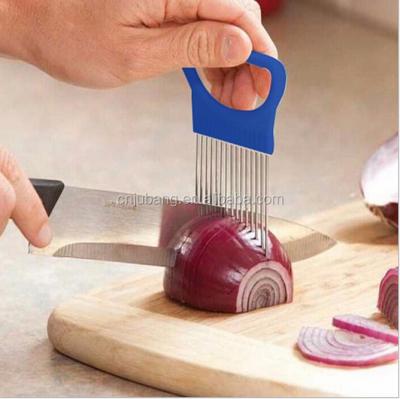 China Sustainable Onion Tomato Vegetable Slicer Cutting Holder Slicing Cutter Gadget / Onion Slicer Guide Holder for sale