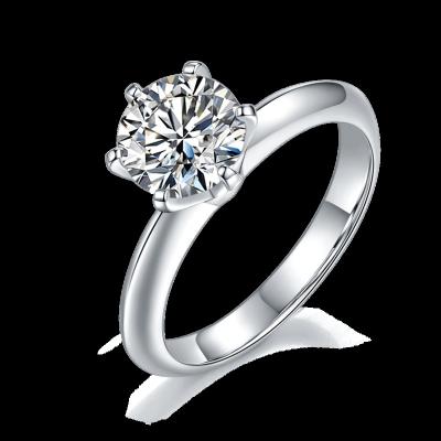 China 925 Engagement Customized TRENDY Diamond Ring With GRA Sterling Silver Six Claw Solitaire D Moissanite Certificate 0.5/1/1.5/2/3/5ct for sale