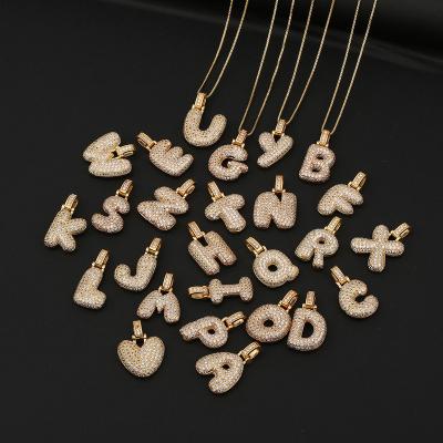 China TRENDY Hip Hop Jewelry 18K Gold Plated Iced Out A-Z 26 English Alphabet Letter Initial Cubic Zirconia Full CZ Pendant Necklace For Men for sale