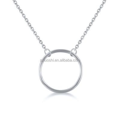 China 925 Sterling Silver TRENDY Minimalist Circle Design Choker 18K Gold Plated Round Pendant Chain Necklace For Women for sale