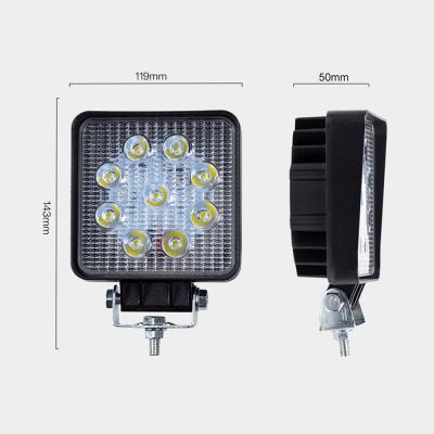 China Dc10v 48v Ip65 4inch 27w Waterproof Aluminum Casting Square Led Work Light For Agriculture Machine Tractor Planter Harvester for sale