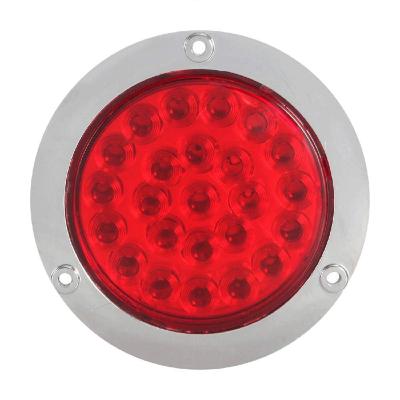 China AS.ABS 24LED 4 Inch Round LED Tail Light For Loory Car Bus Trailer Truck With Stainless Steel Ring Truck Tail Light Accessories for sale