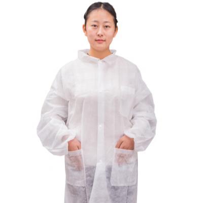 China With Collar Breathable Lab Coat Workwear Suit Isolation Gown Hospital Uniform And Custom Disposable PP SMS Cuffs Long Sleeve With Collar For Women for sale