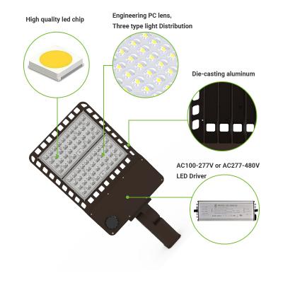 China ROAD US in running 170lm/w led shoe box light AC 100W 150W 200W 240W 300W led street lights for sale