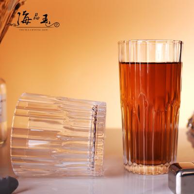 China Modern Embossed Clear Mouth Cup Drinking Glasses for Wine/Milk/Juice/Coffee/Water for sale